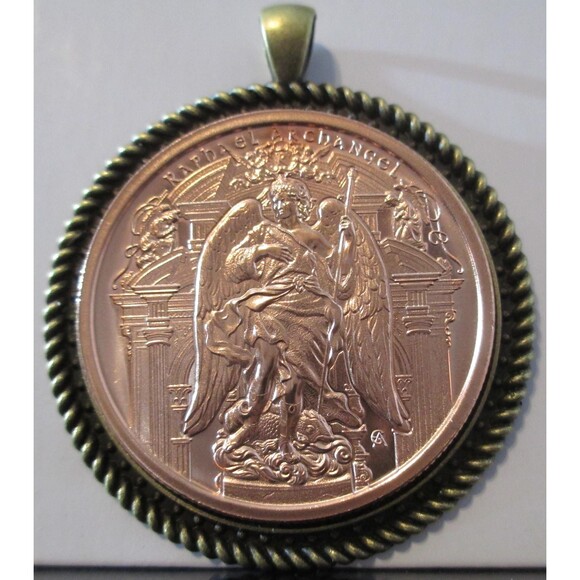 NEW! Raphael the Archangel   .999 Fine Copper Round/Pendant - Picture 1 of 6